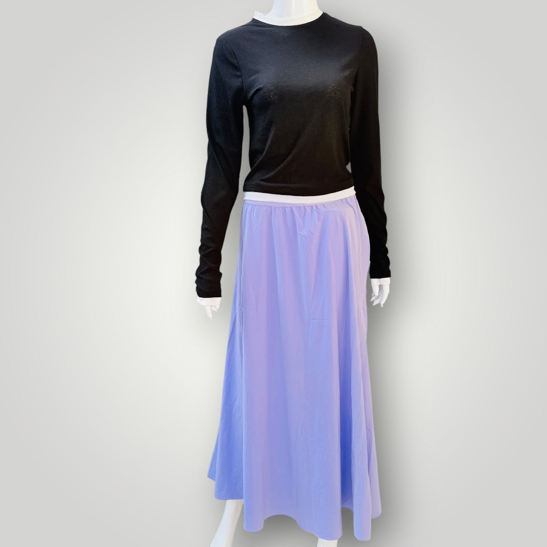 DISSH - Ribbed Layered Long Sleeve Top - Black & White - Size L (3928210900800572267)