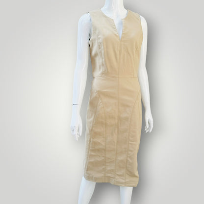 DKNY - V-Neck Panel Sheath Dress - Tan / Beige - Size 10 (3928210933302681266)
