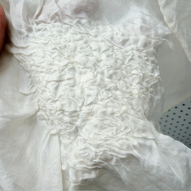 Handmade Nuno-Felted Textured Silk Scarf - white silk and merino (3928679998820404603)