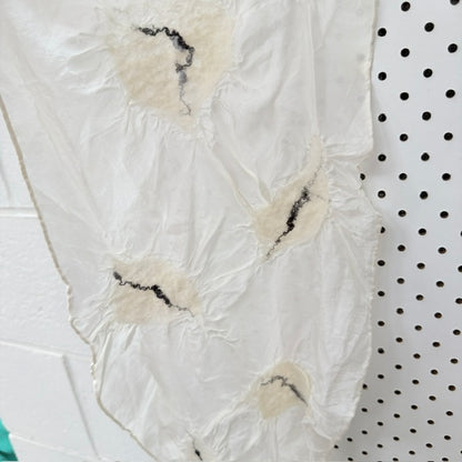 Handmade Nuno-Felted Textured Silk Scarf - white silk and merino (3928680000546334726)