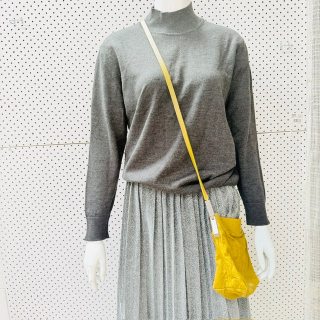Juliette Hogan - Mock Neck Merino Jumper - Grey Marle - Size L (3928680048159424769)