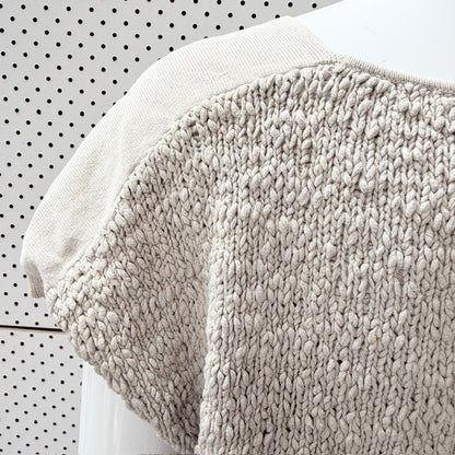 Verge - Textured Knit Short Sleeve Tank - Oat / Beige - Size S (3928680093474065243)