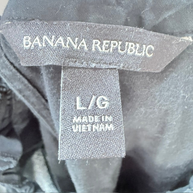 Banana Republic - Ruffle Trim Cotton Tank - Black - Size L (3928680104642833490)