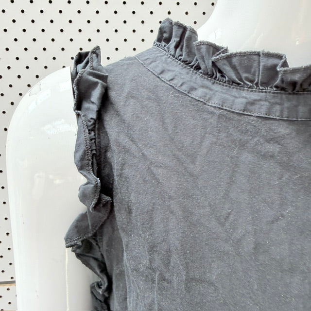 Banana Republic - Ruffle Trim Cotton Tank - Black - Size L (3928680108542316043)