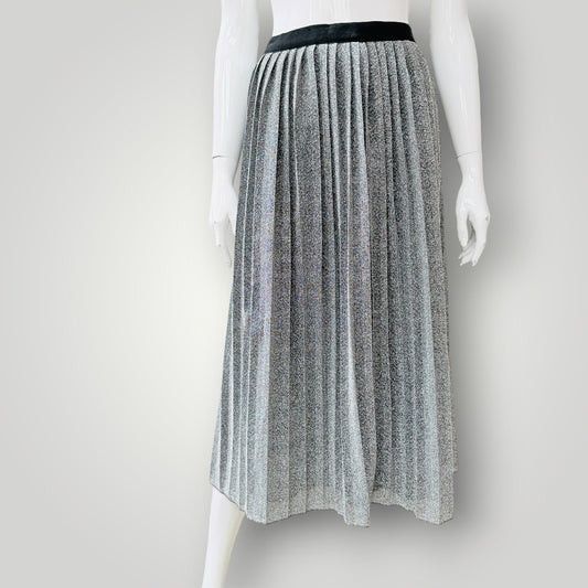 Day Birger et Mikkelsen - Metallic Pleated Midi Skirt - Silver & Black - Size S (3928682208382252696)