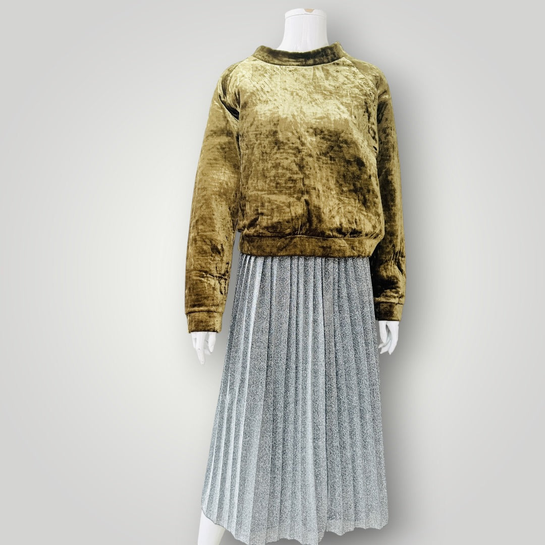 Day Birger et Mikkelsen - Metallic Pleated Midi Skirt - Silver & Black - Size S (3928682212297700629)