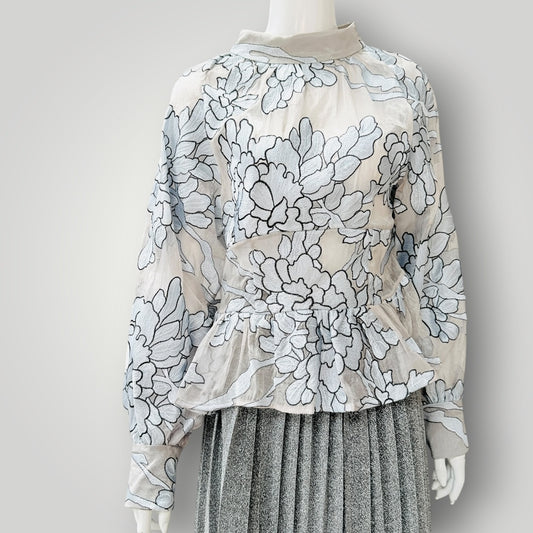 Trelise Cooper - Velvet 'Float Away with Me' Top - blue - Size 10 (3928682219298083015)