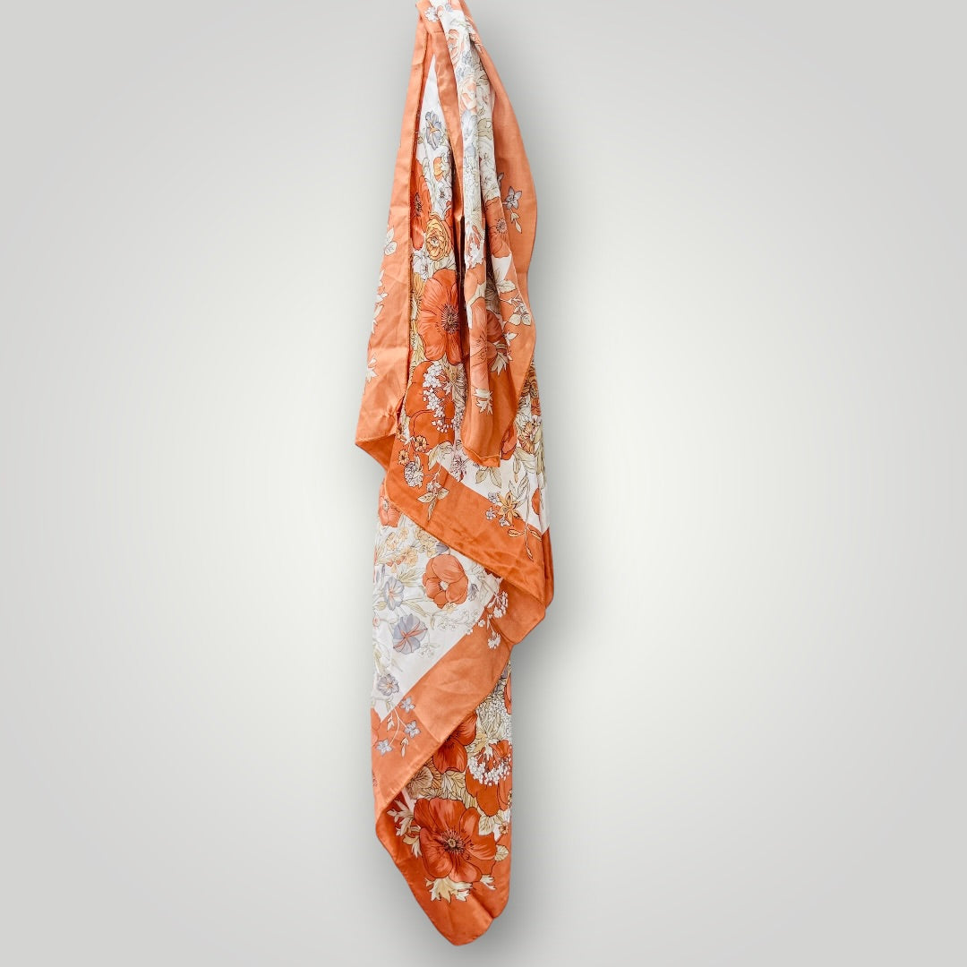 1980s Vintage Silk Statement Scarf - Yellow & Red (3928682263373268696)