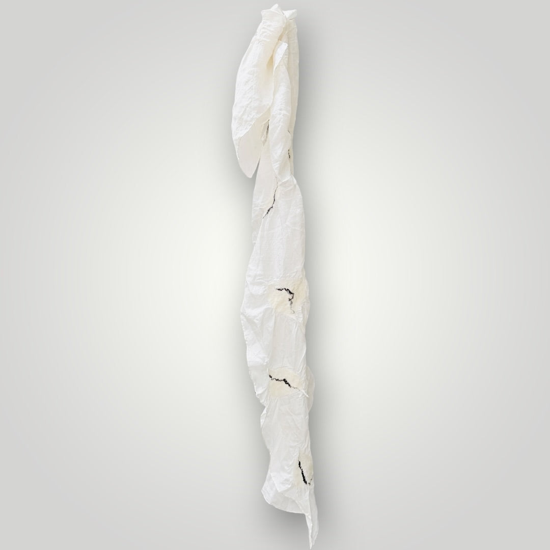 Handmade Nuno-Felted Textured Silk Scarf - white silk and merino (3928682267218942111)