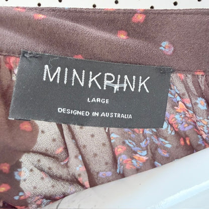 Minkpink - Floral Sheer Button-Up Blouse - Brown - Size L (3928749328121372063)