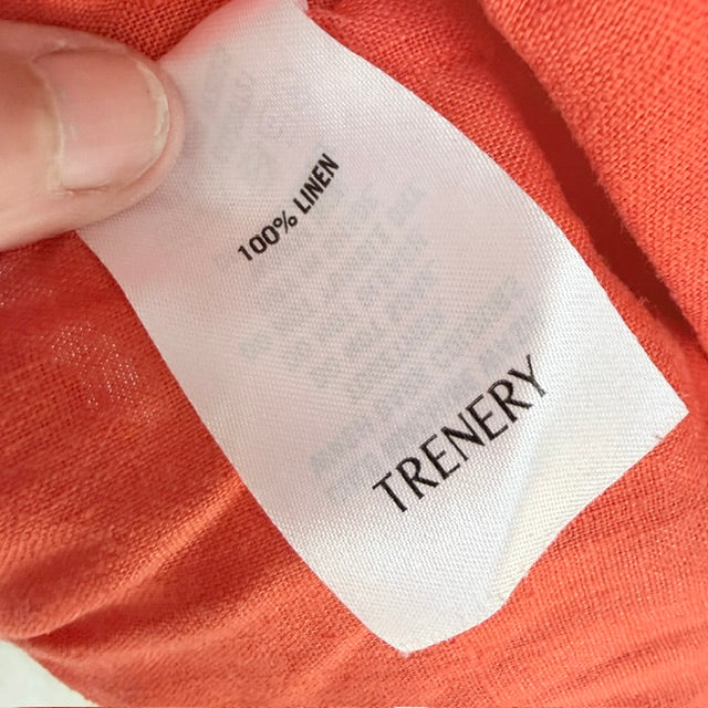 Trenery - French Linen Long Sleeve Shirt - Bright Orange - Size 16 (3928749338761686234)