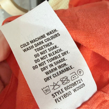 Trenery - French Linen Long Sleeve Shirt - Bright Orange - Size 16 (3928749341057373885)