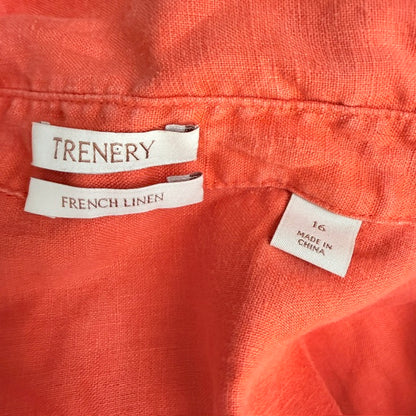 Trenery - French Linen Long Sleeve Shirt - Bright Orange - Size 16 (3928749342969159798)