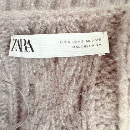 Zara - Cable Knit V-Neck Sweater Vest - Grey - Size S (3928749371363041209)
