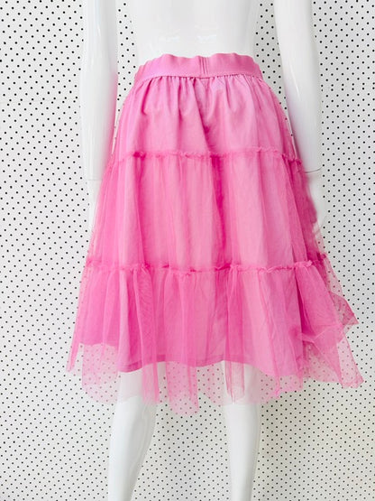 Princess Highway - Tiered Polka Dot Tulle Skirt - Hot Pink - Size 12 (3928749445854602909)
