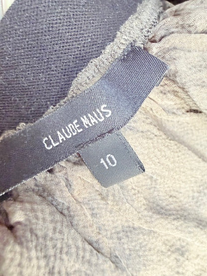 Claude Maus - Silk Skirt - Khaki - Size 10 (3928749463487843066)