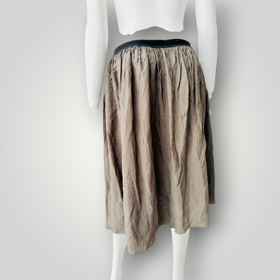 Claude Maus - Silk Skirt - Khaki - Size 10 (3928749615805153511)