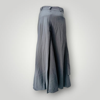 Rosaria Hall - Asymmetric Draped Midi Skirt - 1990s NZ Vintage - Black - S (3928749621282972011)