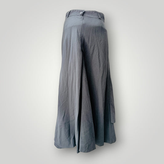 Rosaria Hall - Asymmetric Draped Midi Skirt - 1990s NZ Vintage - Black - S (3928749621282972011)