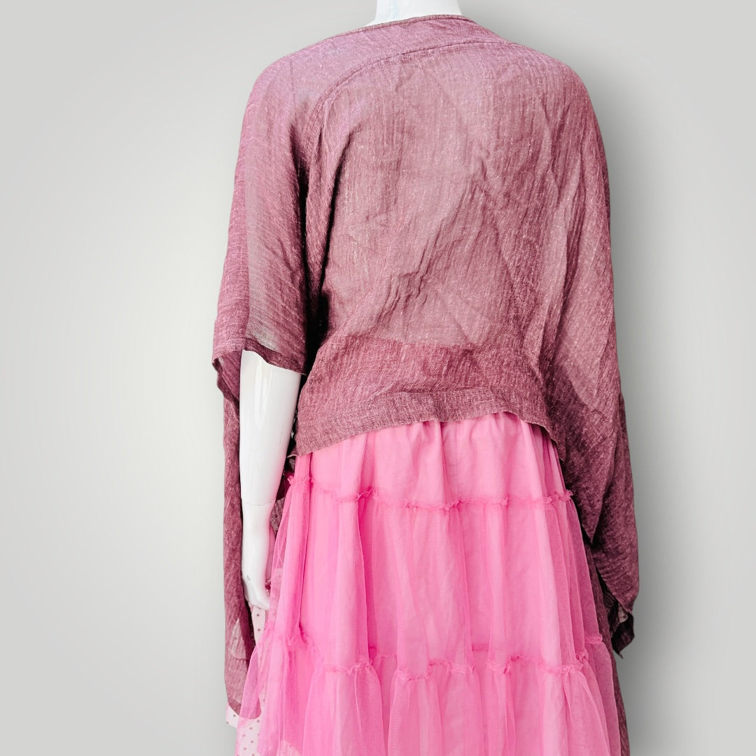 Moyuru - Asymmetric Draped Poncho Blouse - Mauve / Plum - Size M - Made in Japan (3928749643193789255)