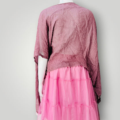 Moyuru - Asymmetric Draped Poncho Blouse - Mauve / Plum - Size M - Made in Japan (3928749643193789255)