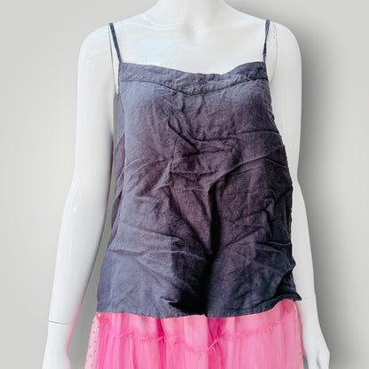 Twenty-Seven Names - Linen Camisole Top - NZ Made - Navy - Size 12 (3928749646486117819)