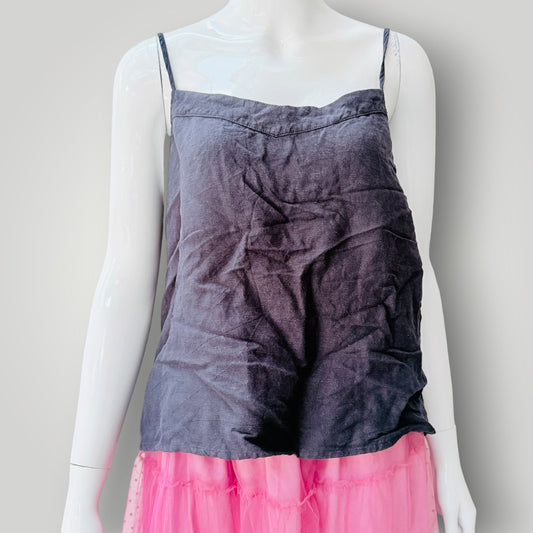 Twenty-Seven Names - Linen Camisole Top - NZ Made - Navy - Size 12 (3928749646486117819)