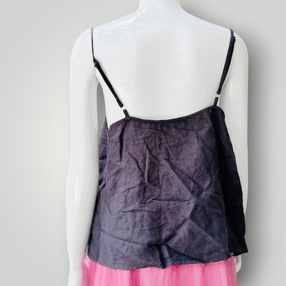Twenty-Seven Names - Linen Camisole Top - NZ Made - Navy - Size 12 (3928749649637895924)