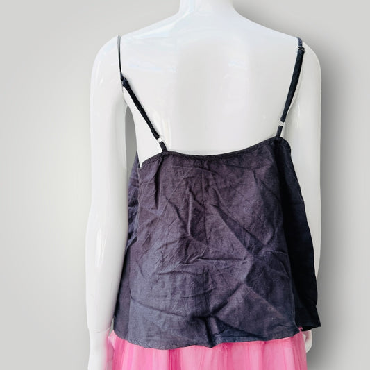 Twenty-Seven Names - Linen Camisole Top - NZ Made - Navy - Size 12 (3928749649637895924)
