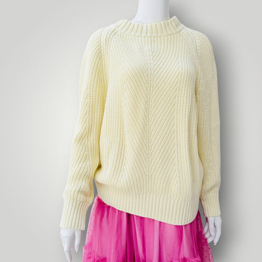 Max - Ribbed Organic Cotton Knit Sweater - Butter Yellow - Size L (3928749684784725806)