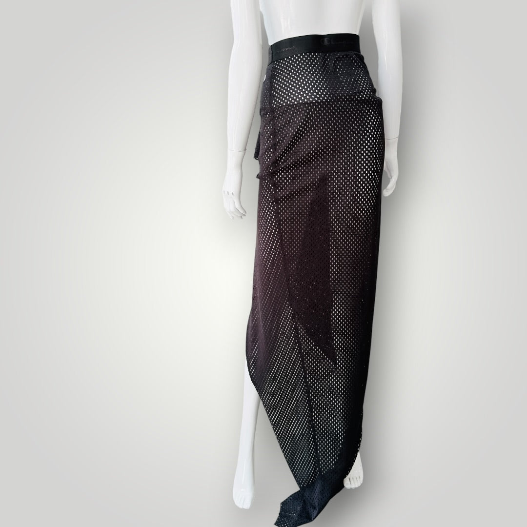 Rick Owens x Champion - Mesh Asymmetric Draped Skirt - Black - S (3928749704258733874)