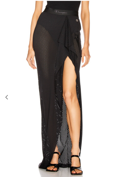 Rick Owens x Champion - Mesh Asymmetric Draped Skirt - Black - S (3928752197446588927)