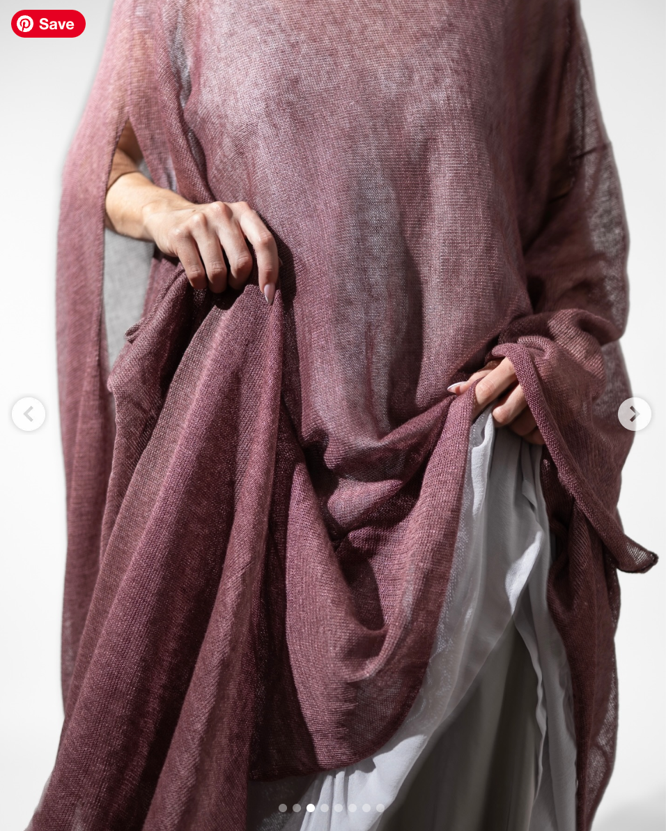 Moyuru - Asymmetric Draped Poncho Blouse - Mauve / Plum - Size M - Made in Japan (3928841874616724124)