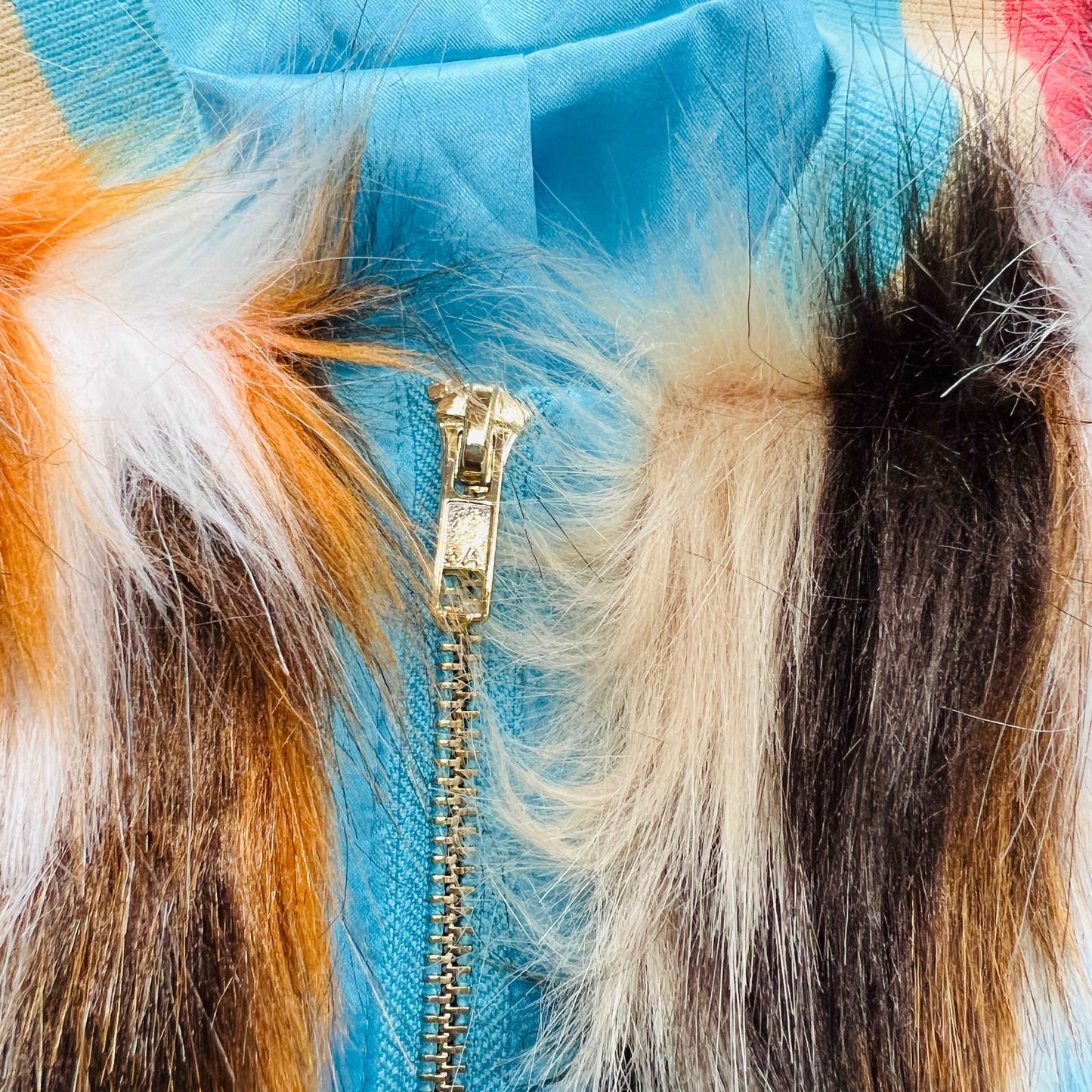 AUGUSTINE 'bengali' / colourful faux fur jacket / M