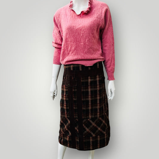 SOULO / plaid wool skirt / 10 / made in nz