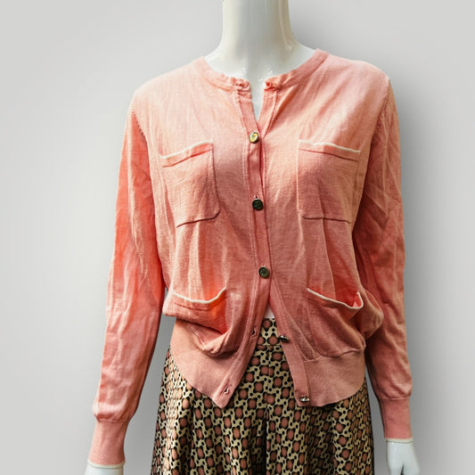 chanel pink / wool cardigan / made in france / 38